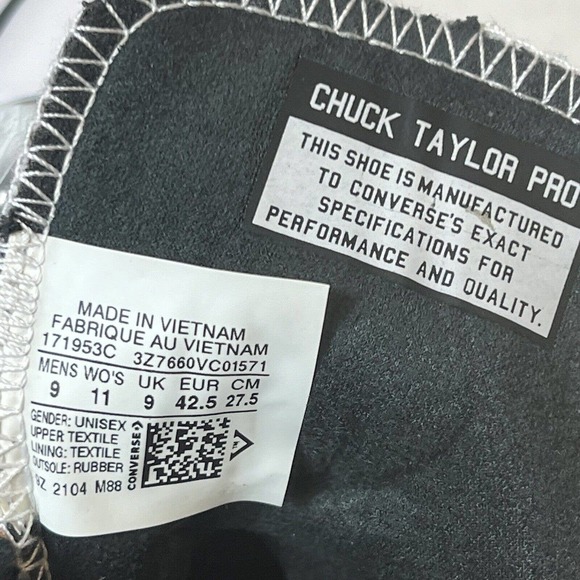 Converse Chuck Taylor Pro Hi Top Mens Size 9 Spiderweb White Black Widow 171953C - Picture 9 of 10